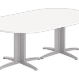 1 Table réunion ovale 200x120 blanc/aluminium