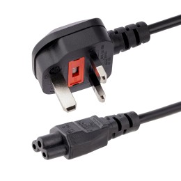 StarTech.com Cordon d'alimentation en trèfle BS1363 vers IEC 320 C5 2m pour PC portable - Câble secteur tripolaire GB vers C5 - M/F Noir - Câble d'alimentation - IEC 60320 C5 pour BS 1363 (M) - CA 250 V - 2 m - moulé - noir