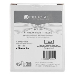 1 Ruban comp BROTHER TZE 151 24mm transparent impression noire