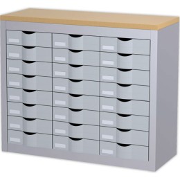 1 Meuble 24 tiroirs 3 colonnes PAPERFLOWmétal - coloris aluminium