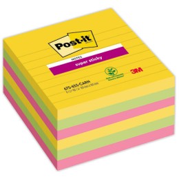 1 Lot de 6 Blocs lignés Super Sticky 10,x10,1cm assortis