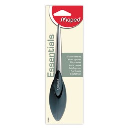 1 Ouvre-lettres classique manche ergonomique  en plastique noir, 17 cm