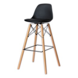 1 Lot de 2 Tabourets STEELWOOD pied hêtre assise noire