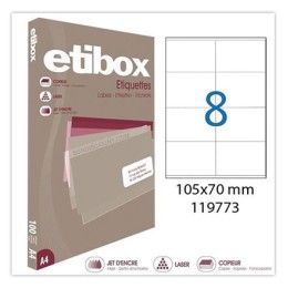 1 Boite de 100 Étiquettes ETIBOX coins droits 105X70 mm 800 étiq/boît