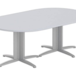 1 Table réunion ovale 200x120 gris/aluminium