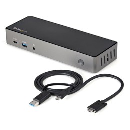 StarTech.com Dock USB-C & USB-A - Station d'Accueil Universelle à Triple Écran DisplayPort & HDMI 4K 60Hz - 85W Power Delivery, 6x USB Hub, GbE, Audio - USB 3.1 Gen 2 10Gbps (DK31C3HDPDUE) - Station d'accueil - USB-C - 3 x HDMI, 3 x DP - 1GbE - 85 Watt