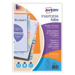 1 Jeu d'intercalaires AVERY en polypropylène pour format A4 - 8 touches