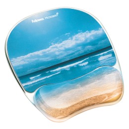 FELLOWES Photo Gel Mouse Pad and Wrist Rest with Microban Protection Sandy Beach