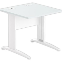 1 Table 80 x 80 gris - pieds blanc