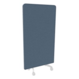 1 Cloison acoustique tissu gris roulettes blanc 190 x 100 cm montée