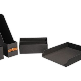 1 Ensemble corbeille, porte-revues,trieur, pot à crayons "Reborn" - noir