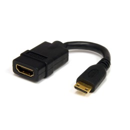 StarTech.com Câble HDMI haute vitesse 13 cm - HDMI vers HDMI Mini - F/M - Adaptateur HDMI - HDMI femelle pour 19 pin mini HDMI Type C mâle - 1.3 cm - blindé - noir - pour P/N: HDMM30CM