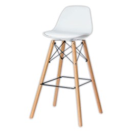 1 Lot de 2 Tabourets STEELWOOD pied hêtre assise blanche