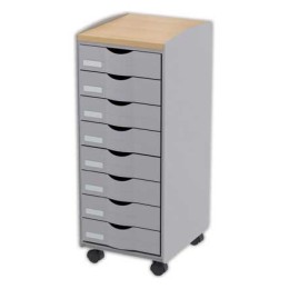 1 Meuble 8 Tiroirs mobile - polystyrène gris