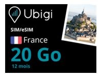 Ubigi propose une eSIM avec un forfait de 20 Go/mois pendant 12 mois en France, idéale pour les professionnels et les voyageurs. Grâce à sa connectivité multi-opérateurs en 4G/5G, Ubigi assure une connexion rapide, fiable et sécurisée, sans dépendre du Wi