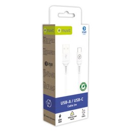1 Câble de charge USB-A/USB-C en plastique recyclé 2 m - Blanc