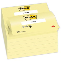 1 Lot de 12 Notes repositionnables ZNotes 76x127 mm jaune, 100 feuilles
