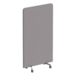 1 Cloison acoustique tissu gris roulettes argent 190 x 100 cm montée