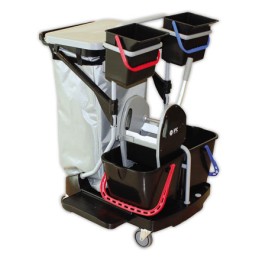1 Chariot de nettoyage pour un nettoyagehumide et déchets