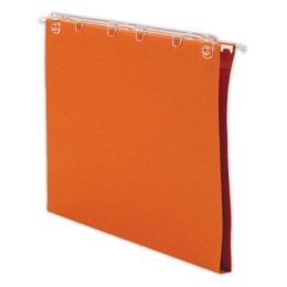 1 Boite de 25 Dossiers suspendus tiroirs Kraft recyclé - orange -Fond renforcé 15 mm