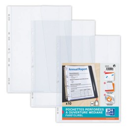 1 Sachet de 10 Pochettes perforées OXFORD ouverture 2côtés