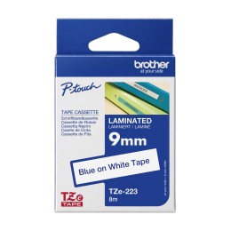 BROTHER P-TOUCH TZE-223 bleu sur blanc 9mm