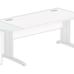1 1/2 lune bureau rectangulaire gris/blanc
