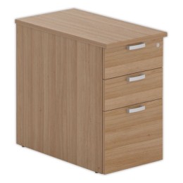 1 Caisson hauteur bureau noyer 3 tir. prof.80cm monté