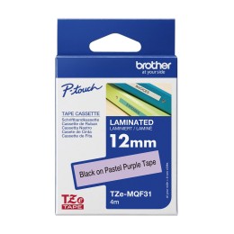 BROTHER Ruban laminé Noir sur Violet Pastel 12mm (4m)