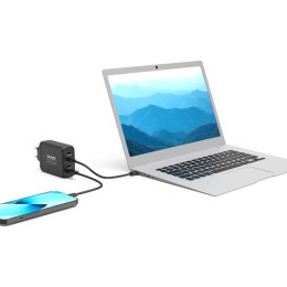 PORT Connect - Adaptateur secteur - GaN - 130 Watt - 5 A - PD, QC 3.0 - 4 connecteurs de sortie (USB type A, 3 x USB-C) - sur le câble : USB-C - Europe