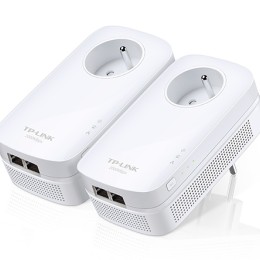 TP-LINK AV2000 2-Port Gigabit Passthrough Powerline Starter Kit 2000Mbps Powerline Data Rate Line-Neutral/Line-Ground 2x2 MIMO 2