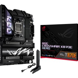 ASUS ROG CROSSHAIR X870E HERO - Carte-mère - ATX - Socket AM5 - AMD X870E Chipset - USB4, USB 3.2 Gen 2, USB-C 3.2 Gen2, USB 3.2 Gen 1, USB-C 3.2 Gen 2x2 - Wi-Fi 7, Bluetooth, 5 Gigabit Ethernet - carte graphique embarquée (unité centrale requise) - audio