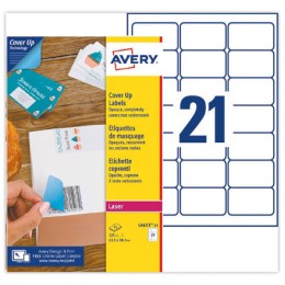 1 Étiquettes de masquage laser AVERY 63,5 x 38,1 mm 25 f x 21 étiquettes