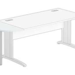 1 1/2 lune bureau rectangulaire gris/alu