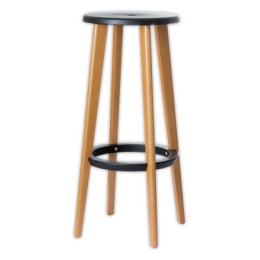 1 Lot de 2 Tabourets WOODY pied hêtre assise noire