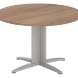 1 Table réunion ronde diam. 116cm noyer/aluminium