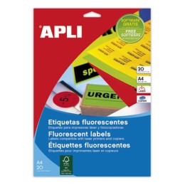 1 Boite de 20 Planches de 280 étiquettes fluorescentes 99,1x38,1 roug
