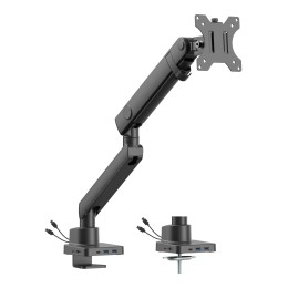 URBAN FACTORY Flexee Single Pro Spring Monitor Arm With 6 In 1 Built-In USB-C Docking Station