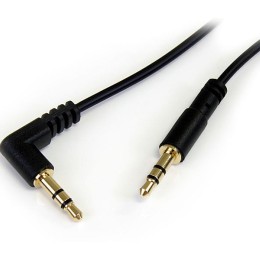 StarTech.com Câble audio stéréo Slim 3,5 mm à angle droit de 30 cm - M/M - Câble audio - mini-phone stereo 3.5 mm mâle pour mini-phone stereo 3.5 mm mâle - 30 cm - noir - connecteur à angle droit - pour P/N: SV231DVGAU2A, SV431DVGAU2A