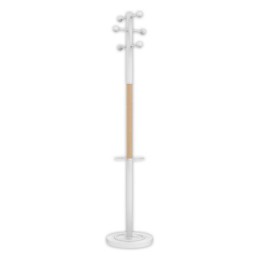1 Portemanteau ACCES 6 patères -  blanc / hêtre