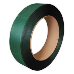 1 Feuillard machine, grené, vert, polyester, 12mm x 3000m