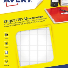 1 1792 étiquettes multi, usages AVERY 12x18,3 mm, blanc