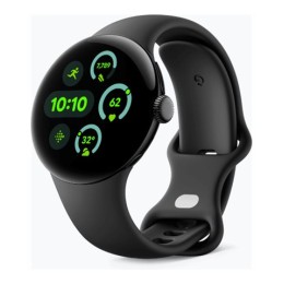 Google Pixel Watch 3 - 41 mm - aluminium noir mat - montre intelligente avec bande active - fluoroélastomère - obsidienne - taille du bracelet : L - 32 Go - Bluetooth, Wi-Fi 6, NFC, UWB, LTE - 4G - 31 g