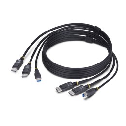 StarTech.com 6ft (1.8m) Dual-DisplayPort and USB 5Gbps KVM Cable - Câble clavier / vidéo / souris (KVM) - DisplayPort, USB type A (M) pour DisplayPort, USB Type B (M) - 1.83 m - support pour 4K60Hz, prise en charge de HDR10 - noir