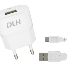DLH DY-AU1870 - Adaptateur secteur - 5 Watt - 1 A (USB) - sur le câble : Micro-USB - blanc