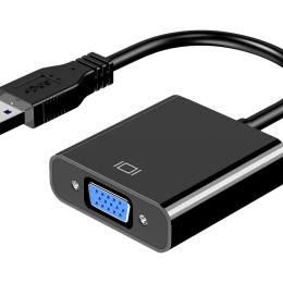 DLH - Adaptateur vidéo - USB type A (M) pour 15 pin VGA (F) - noir