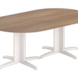 1 Table réunion ovale 200x120 noyer/blanc