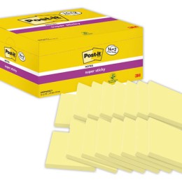 1 Boite de 16 notes repositonnables Super Sticky 76x127 mm jaune- 2 offerts