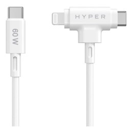 TARGUS Hyper HyperJuice Silicone USB-C to USB-C and Lightning Hybrid 60W Cable - White