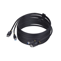 StarTech.com 10ft (3m) DisplayPort and USB 5Gbps KVM Cable - Câble clavier / vidéo / souris (KVM) - DisplayPort, USB type A (M) pour DisplayPort, USB Type B (M) - 3 m - support pour 4K60Hz, prise en charge de HDR10 - noir